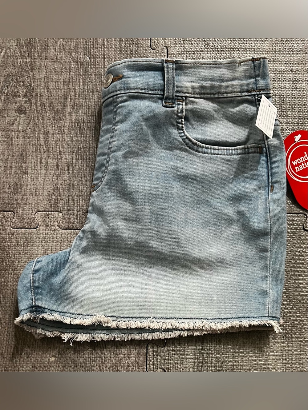 Wonder Nation Girls 14-16 Light Wash Denim Cut-Off Shorts Pockets Button